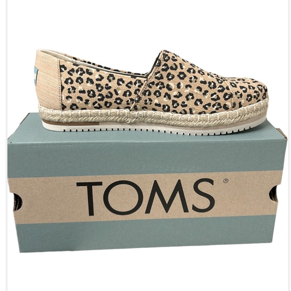 TOMS Women's Leopard Espadrille Slip-On - Tan